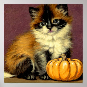 Vintage Ragdoll Halloween-Katze Poster