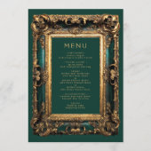 Vintage Rahmen Emerald Green Gold Wedding Menu Menükarte (Vorderseite)