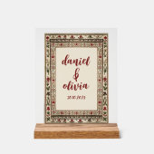 Vintage Rahmen Ethnic Motif Wedding Acrylschild (Vorderseite)