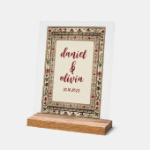 Vintage Rahmen Ethnic Motif Wedding Acrylschild (Winkel)