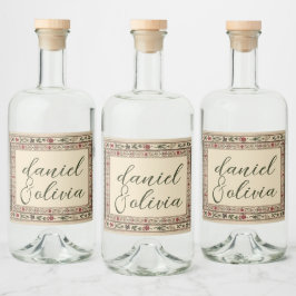 Vintage Rahmen Ethnic Motif Wedding Alkoholflaschenetikett