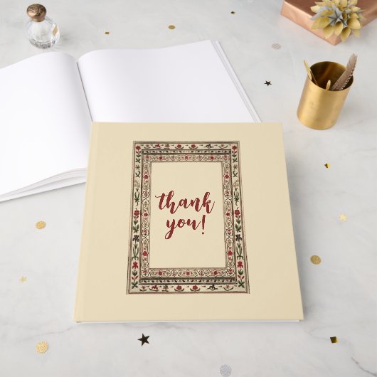 Vintage Rahmen Ethnic Motif Wedding Gästebuch (Vorderseite Offen)