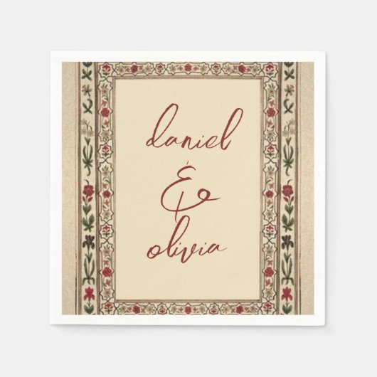 Vintage Rahmen Ethnic Motif Wedding Serviette (Vorderseite)