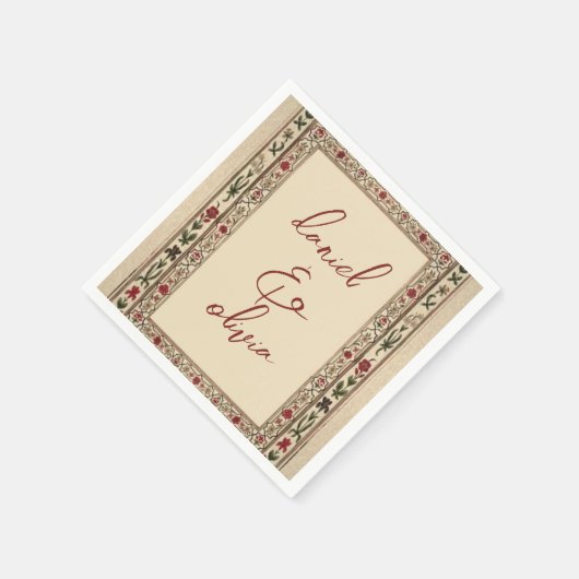 Vintage Rahmen Ethnic Motif Wedding Serviette (Ecke)