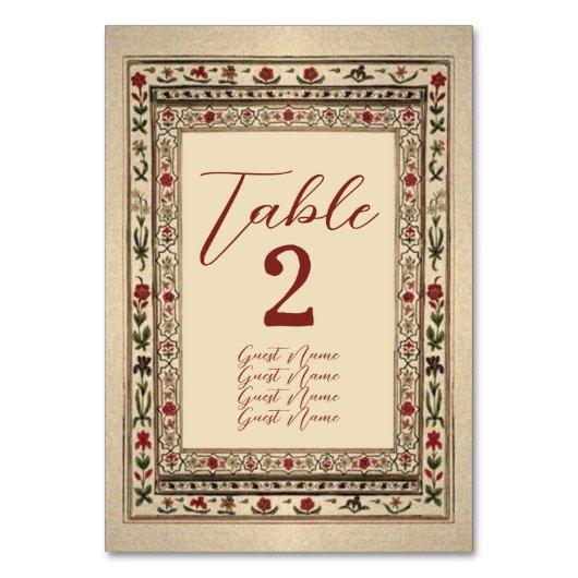 Vintage Rahmen Ethnic Motif Wedding Tischnummer (Rückseite)