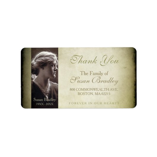 Vintage Rahmen-Familie Danke Label Adressaufkleber (Vorne)