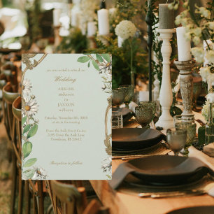 Vintage Rahmen Gänseblümchen Salbei Hochzeit Einladung