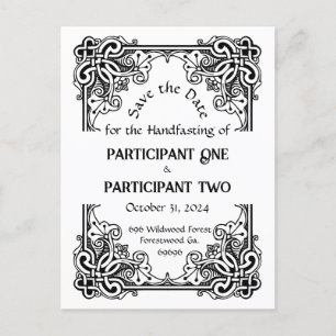 Vintage-Rahmen-Handfasting-Flach-Save-the-Date-Kar Ankündigungspostkarte