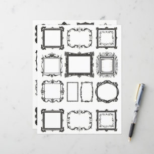 Vintage Rahmen Line Art Collage Scrapbook Paper