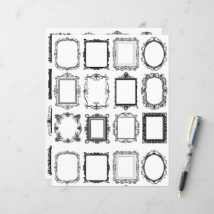 Vintage Rahmen Line Art Collage Scrapbook Paper
