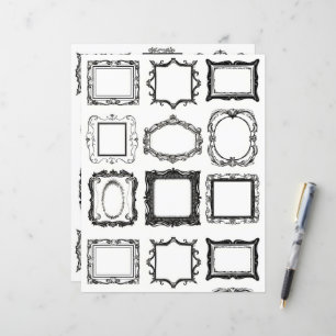 Vintage Rahmen Line Art Collage Scrapbook Paper