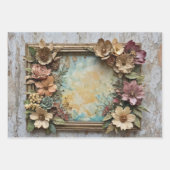 Vintage Rahmen mit Blume und Papier - (Vorderseite 3)