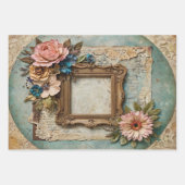 Vintage Rahmen mit Blume und Papier - (Vorderseite)