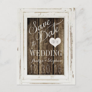 Vintage Rahmen Rustikale Holztypografie Save the D Ankündigungspostkarte