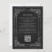 Vintage Rahmen Schwarz Silber QR Code Hochzeit Einladung (Rückseite)