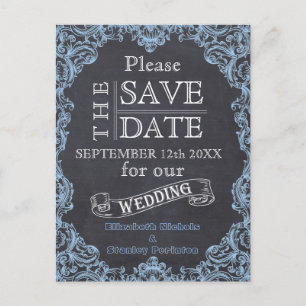 Vintage Rahmen und Kreidetafel Hochzeit Save the D Ankündigungspostkarte