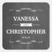 Vintage Rahmenhalskarte Quadratischer Aufkleber (Vorderseite)