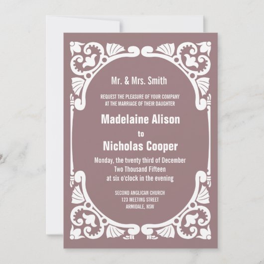 Vintage Rahmenhochzeit Einladung (Vorderseite)