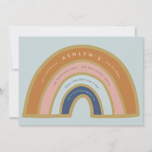 Vintage Rainbow Birthday Invitation Save The Date