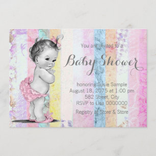 Vintage Rainbow Girl Babydusche Einladung