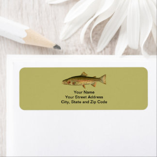Vintage Rainbow Trout Dark Khaki Etikett