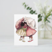 Vintage Rainy Day Girls Postkarte (Stehend Vorderseite)