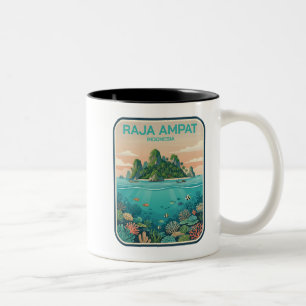 Vintage Raja Ampat Indonesien Korallenriff Tauchku Zweifarbige Tasse