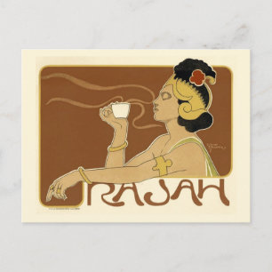 Vintage Rajah-Kaffeewerbung Postkarte