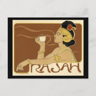 Vintage Rajah-Kaffeewerbung Postkarte