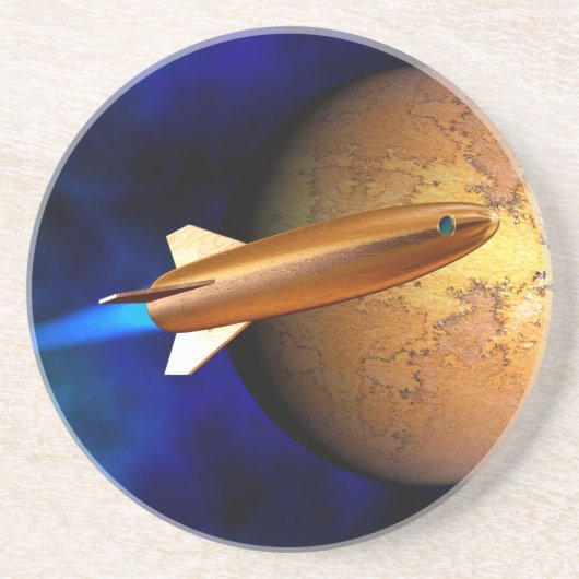 Vintage Rakete Sandstein Untersetzer (Vorne)