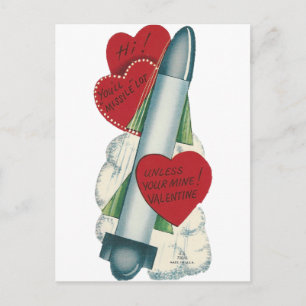 Vintage "Rakete" Valentinstag Feiertagspostkarte