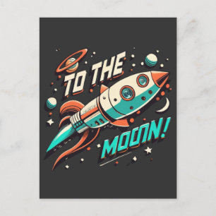 Vintage-Rakete zum Mond Postkarte