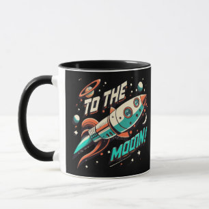 Vintage-Rakete zum Mond Tasse