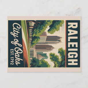 Vintage-Raleigh-North-Carolina-Retro-Reiseplakat Postkarte