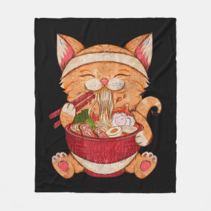 Vintage Ramen Katze Japanisches Essen Kawaii Anime Fleecedecke