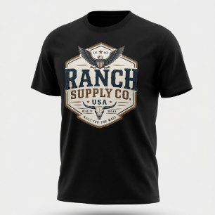 Vintage Ranch Supply Co USA Longhorn Adler T-Shirt