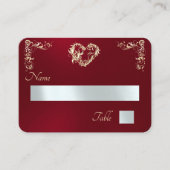 Vintage-Rand & Monogramm - Rot Platzkarte (Vorderseite)