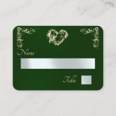 Vintage-Rand & Monogramm - Smaragd Platzkarte (Vorderseite)