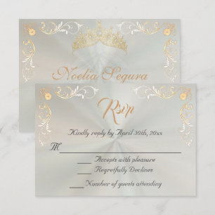 Vintage-Rand-Quinceanera - Pastellgrün/Gold RSVP Karte