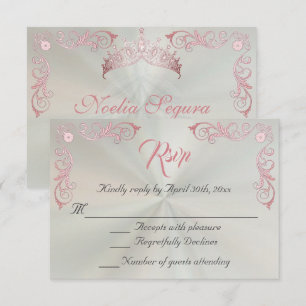 Vintage-Rand-Quinceañera -Pastellgrün/Roségold RSVP Karte