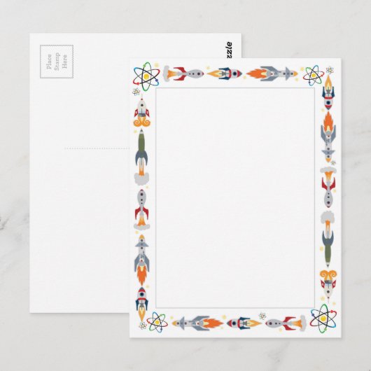 Vintage Ränder Postkarte (Vorne/Hinten)