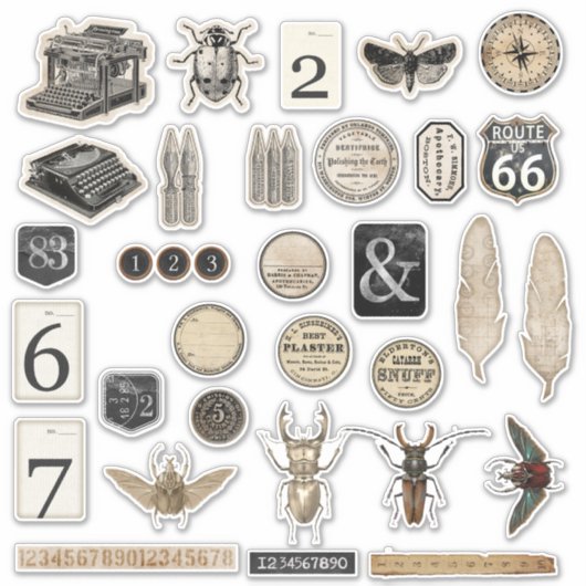 Vintage Random-Elemente-Aufkleber Aufkleber (Vorderseite)