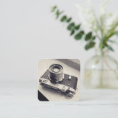 Vintage Rangefinder-Kamera Quadratische Visitenkarte (Stehend Vorderseite)