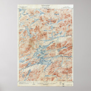 Vintage Raquette Lake New York Topografische Karte Poster