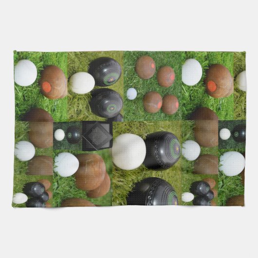 Vintage Rasenbowls Collarge Geschirrtuch (Horizontal)