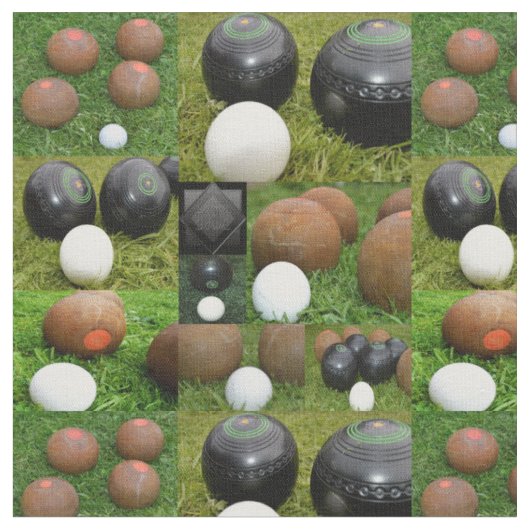 Vintage Rasenbowls FotoCollage, Stoff (Nahaufnahme)