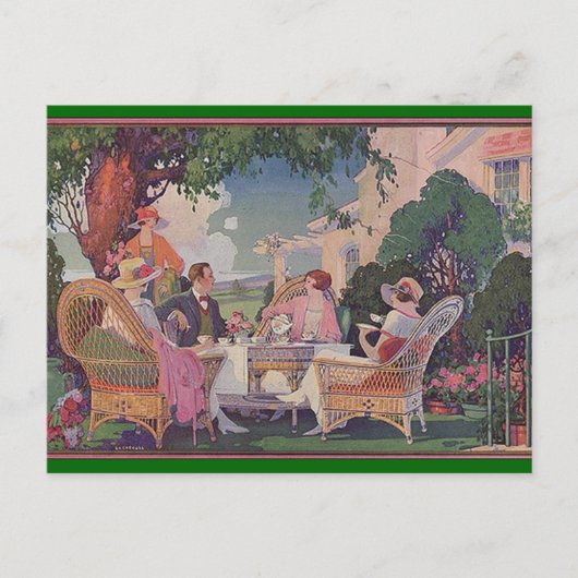 Vintage Rasenfläche Ansammlung laden ein Einladungspostkarte (Vorderseite)