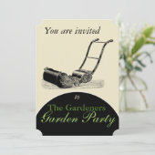 VINTAGE Rasenmäher Party Einladung (Stehend Vorderseite)
