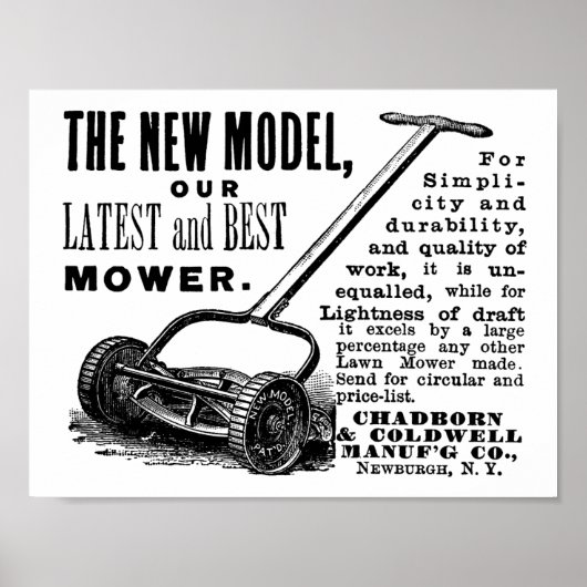 Vintage-Rasenmäher-Werbung Poster (Vorne)