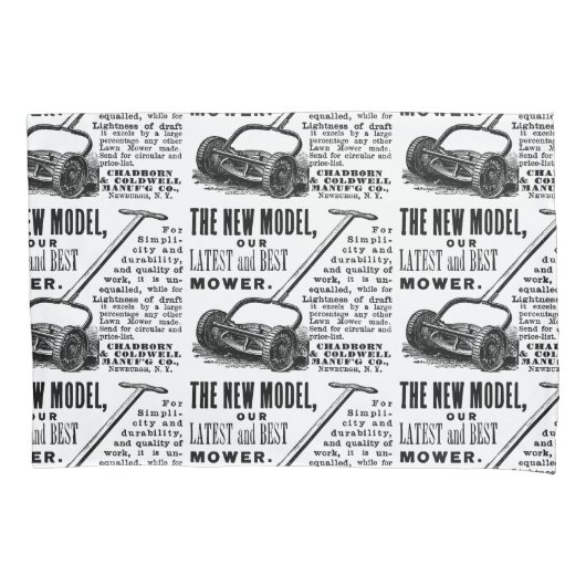 Vintage Rasenmäheranzeige Kissenbezug (Vorderseite)